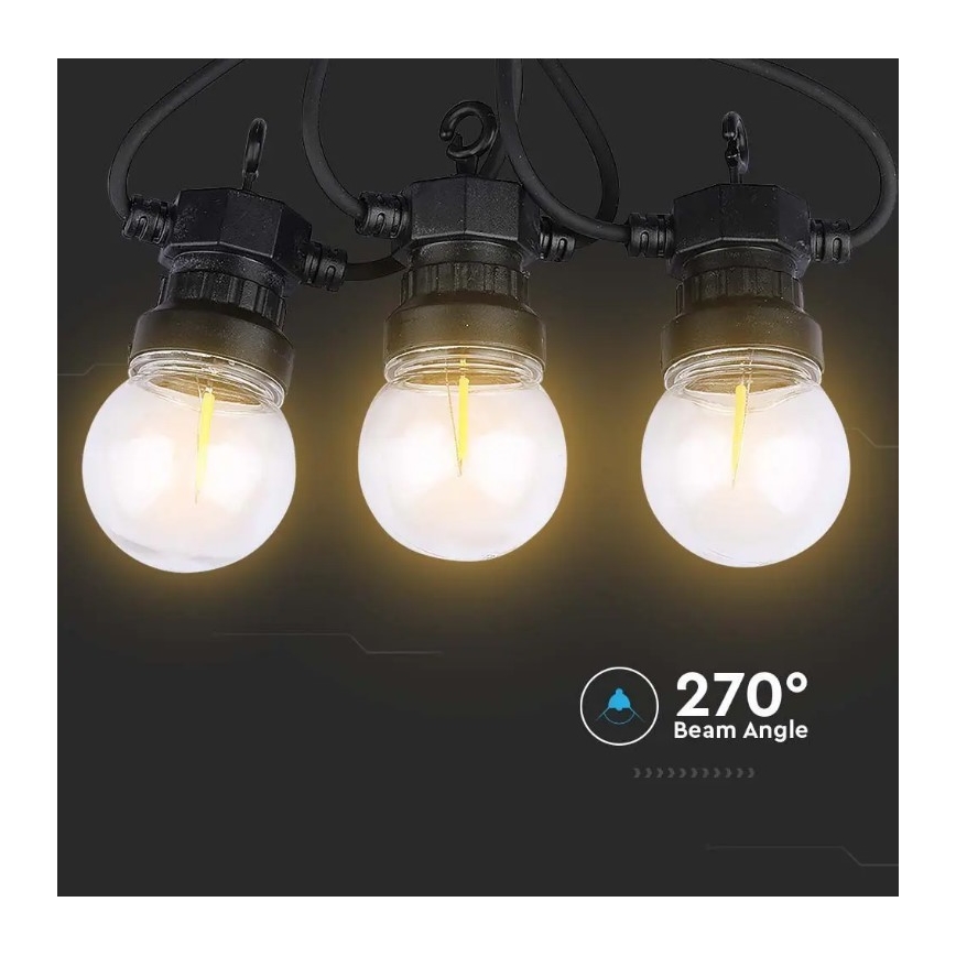 Εξωτερικά λαμπάκια LED STRING 5m 10xLED/0,4W/24/230V 3000K IP44