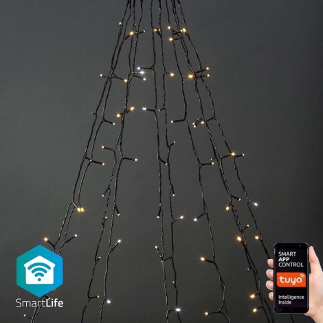 Εξωτερικά Χριστουγεννιάτικα λαμπάκια κουρτίνα LED 200xLED/8 λειτουργίες 10x2m IP65 Wi-Fi Tuya θερμό έως ψυχρό λευκό