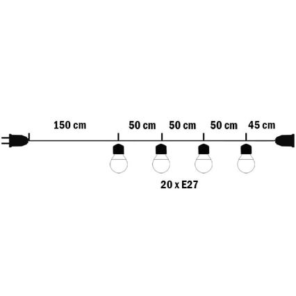 Εξωτερική διακοσμητική σειρά MIMOSA 20xE27/1,3W/230V IP44 10μ