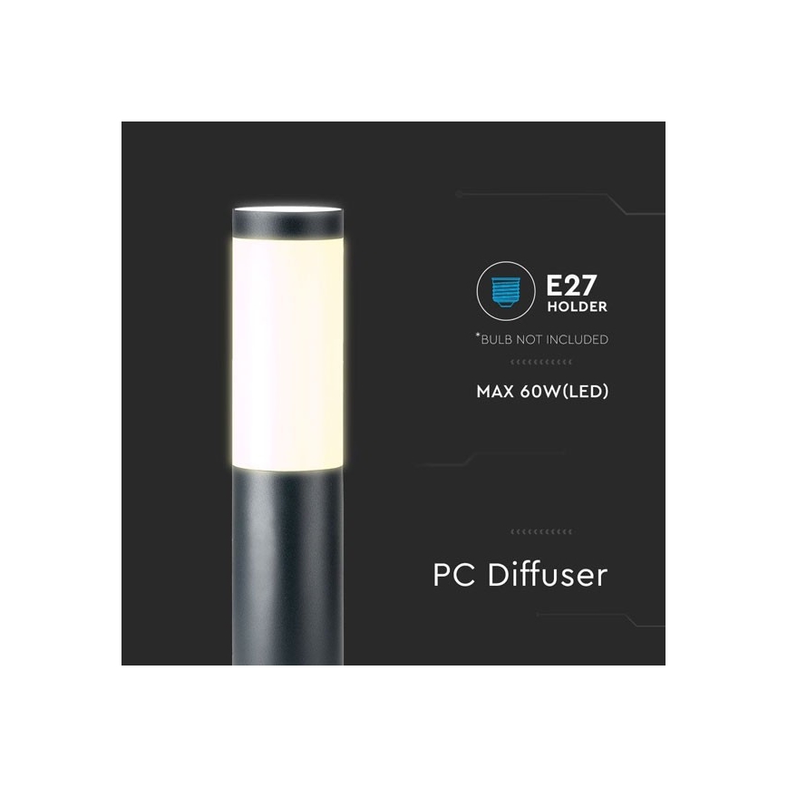 Εξωτερική λάμπα 1xE27/60W/230V IP44 80cm μαύρο