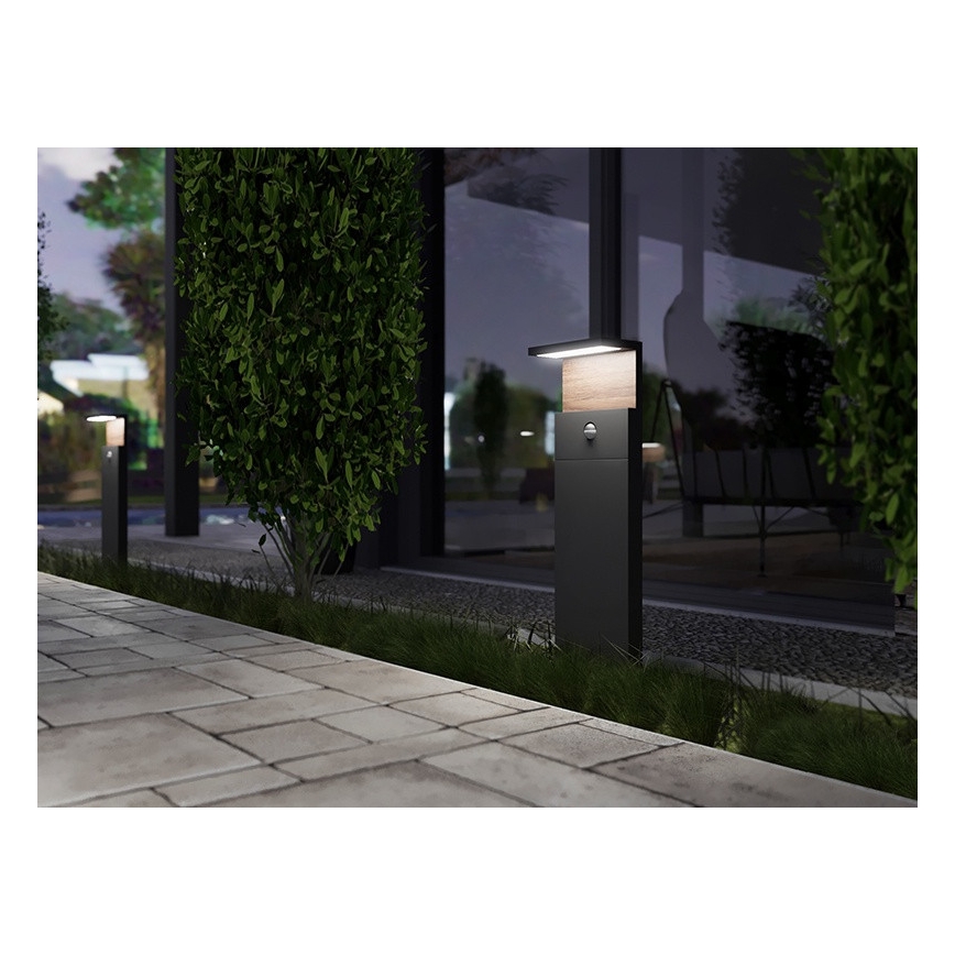 Εξωτερική λάμπα LED με αισθητήρα NATURA LED/12W/230V 4000K IP54 καφέ/ανθρακί