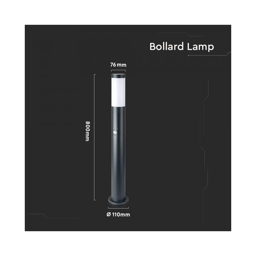 Εξωτερική λάμπα με αισθητήρα 1xE27/60W/230V IP44 80cm ανθρακί