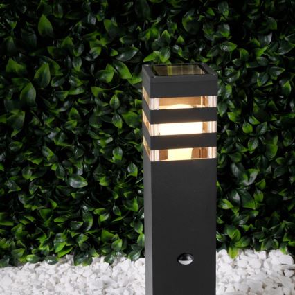 Εξωτερικό φωτιστικό με αισθητήρα TEKSAS 1xE27/12W/230V IP44 44 εκ. ανθρακί