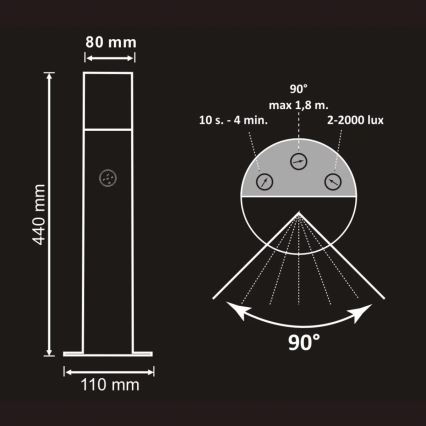 Εξωτερικό φωτιστικό με αισθητήρα DALLAS 1xE27/12W/230V IP44 ανθρακί