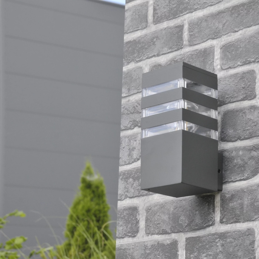 Εξωτερικό επιτοίχιο φωτιστικό TEKSAS 1xE27/12W/230V IP44 ανθρακί