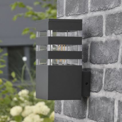 Εξωτερικό επιτοίχιο φωτιστικό TEKSAS 1xE27/12W/230V IP44 ανθρακί