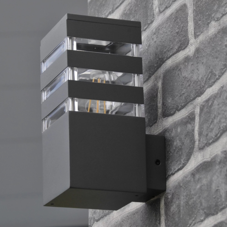 Εξωτερικό επιτοίχιο φωτιστικό TEKSAS 1xE27/12W/230V IP44 ανθρακί