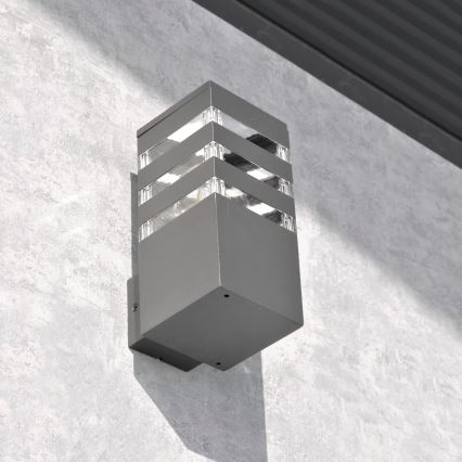 Εξωτερικό επιτοίχιο φωτιστικό TEKSAS 1xE27/12W/230V IP44 ανθρακί
