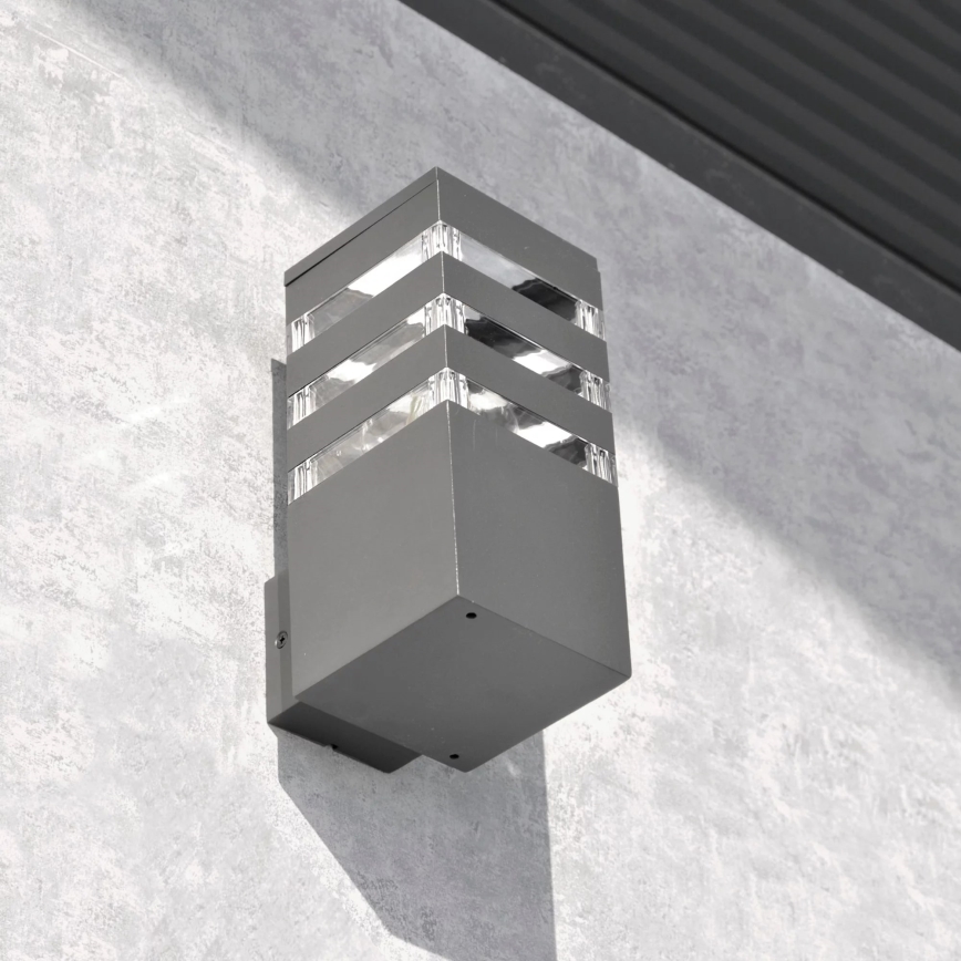 Εξωτερικό επιτοίχιο φωτιστικό TEKSAS 1xE27/12W/230V IP44 ανθρακί