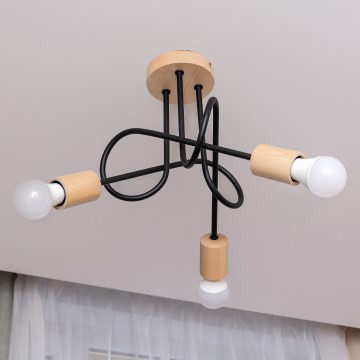 Επιφανειακός πολυέλαιος OXFORD 3xE27/15W/230V πεύκο/μαύρο