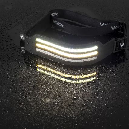 LED Dimming επαναφορτιζόμενο φακός κεφαλής με αισθητήρα και κόκκινο φωστικό 4xLED/5V IP44 300 γυαλιστερό 1200 mAh