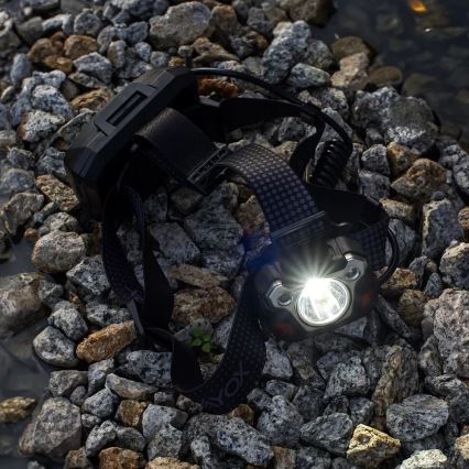 LED Dimming επαναφορτιζόμενο φακός κεφαλής με αισθητήρα με λειτουργία power bank και κόκκινο φωστικό LED/10W/5V IP44 1200 γυαλιστερό 4000 mAh