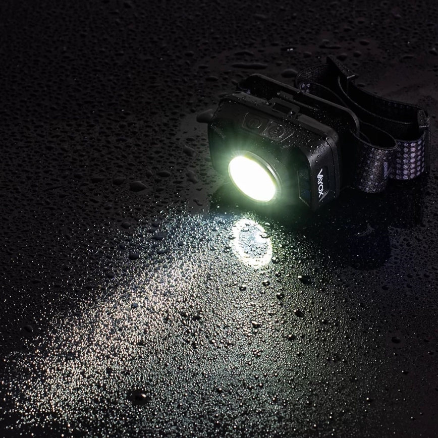 LED Dimming επαναφορτιζόμενο φακός κεφαλής με αισθητήρα και κόκκινο φωστικό LED/15W/5V IP66 430 γυαλιστερό 1800 mAh