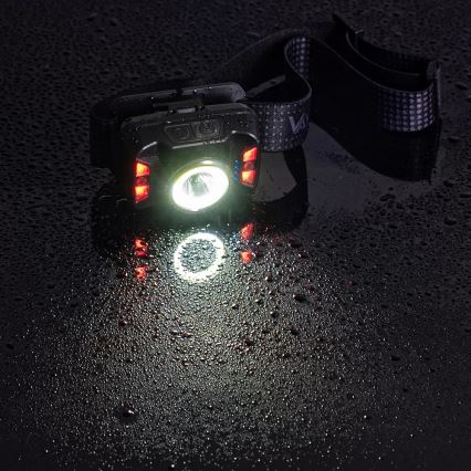 LED Dimming επαναφορτιζόμενο φακός κεφαλής με αισθητήρα και κόκκινο φωστικό LED/15W/5V IP66 430 γυαλιστερό 1800 mAh