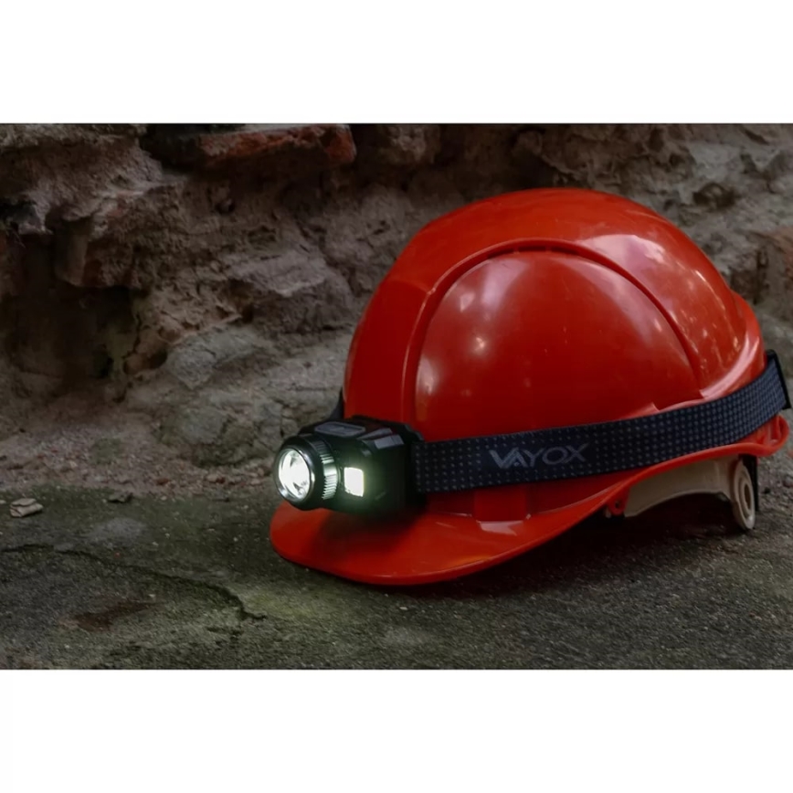 LED Dimming επαναφορτιζόμενο φακός κεφαλής με αισθητήρα και κόκκινο φωστικό LED/6W/5V/3xAAA IP44 500 γυαλιστερό 1200 mAh