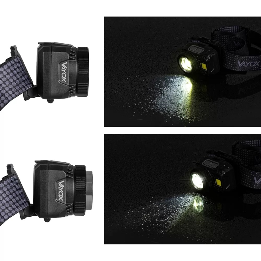 LED Dimming επαναφορτιζόμενο φακός κεφαλής με αισθητήρα και κόκκινο φωστικό LED/6W/5V/3xAAA IP44 500 γυαλιστερό 1200 mAh
