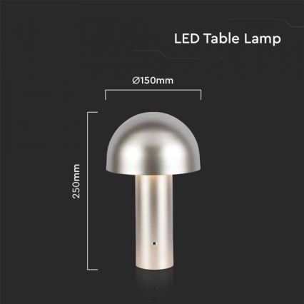 LED Επιτραπέζιο Φωτιστικό Αφής με Ρύθμιση Φωτεινότητας, Επαναφορτιζόμενο LED/1W/5V 3000-6000K 1800 mAh Χρυσό