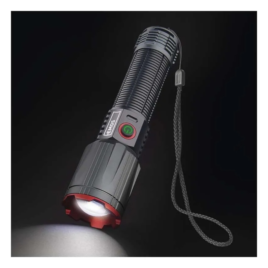 Επαναφορτιζόμενος μεταλλικός φακός LED LED/5V 3000 λάμψη 5000 mAh IP43