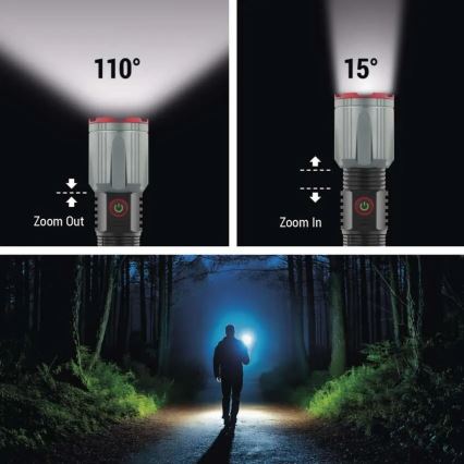 Επαναφορτιζόμενος μεταλλικός φακός LED LED/5V 3000 λάμψη 5000 mAh IP43