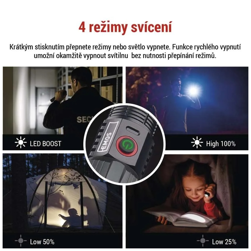 Επαναφορτιζόμενος μεταλλικός φακός LED LED/5V 3000 λάμψη 5000 mAh IP43