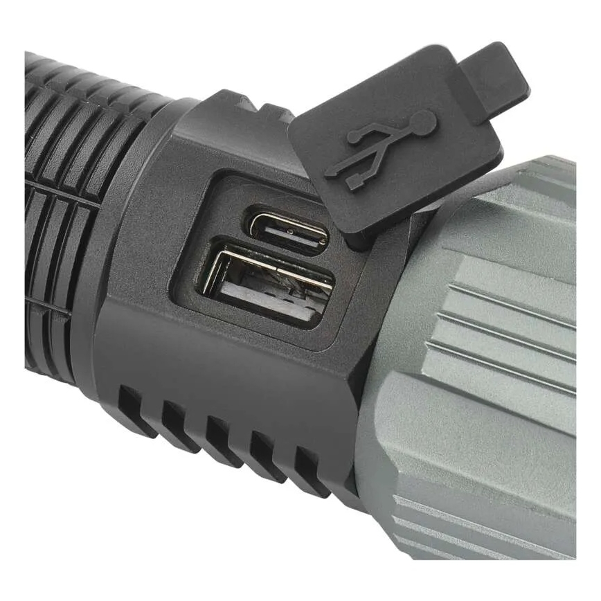 Επαναφορτιζόμενος μεταλλικός φακός LED LED/5V 3000 λάμψη 5000 mAh IP43