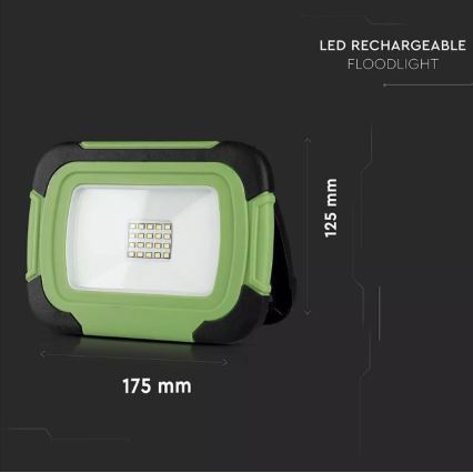 Επαναφορτιζόμενος προβολέας LED SAMSUNG CHIP LED/10W/3,7V IP44 4000K 3600 mAh πράσινο