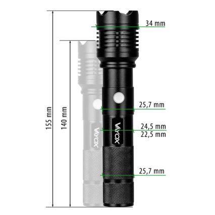 Επαναφορτιζόμενος φακός LED LED/10W/5V IPX4 800 γυαλιστερό 1200 mAh