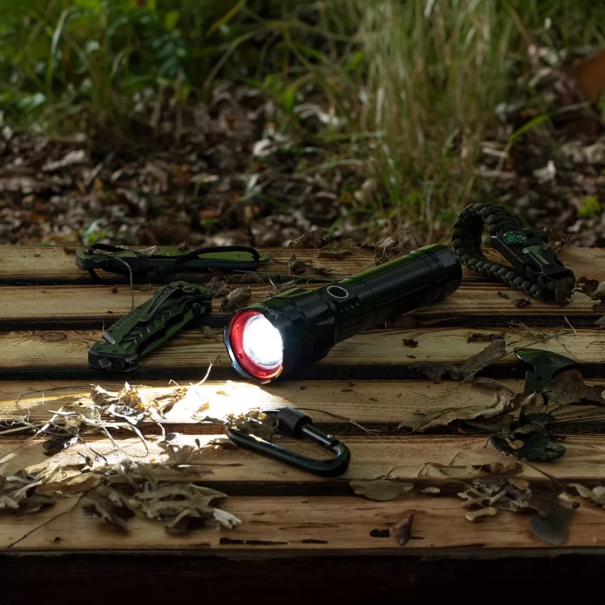 LED Dimming επαναφορτιζόμενο φακός με λειτουργία power bank LED/30W/5V IPX5 1060 γυαλιστερό 5000 mAh