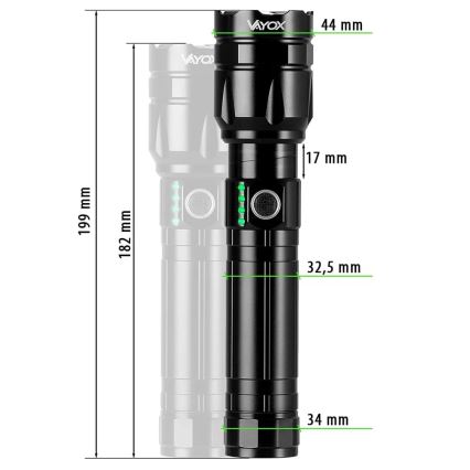 LED Dimming επαναφορτιζόμενο φακός με λειτουργία power bank LED/30W/5V IPX5 1060 γυαλιστερό 5000 mAh