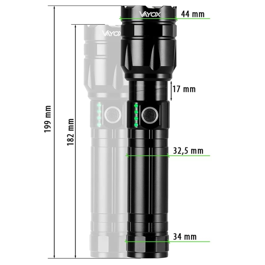 LED Dimming επαναφορτιζόμενο φακός με λειτουργία power bank LED/30W/5V IPX5 1060 γυαλιστερό 5000 mAh