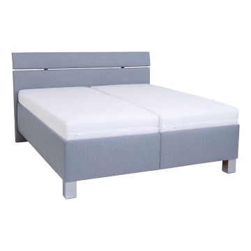 Επενδυμένο κρεβάτι ALIS 180x200 cm με στρώμα και αποθηκευτικό χώρο σε ανοιχτό γκρι