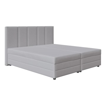 Επενδυμένο κρεβάτι ISABEL 160x200 με στρώμα ελατηρίων και αποθηκευτικό χώρο, ανοιχτό γκρι