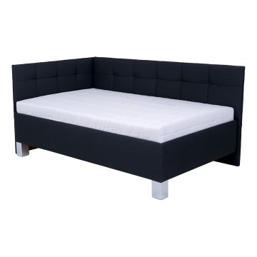 Επενδυμένο κρεβάτι MARIA PETITE 120x200 cm με στρώμα και αποθηκευτικό χώρο, ανθρακί