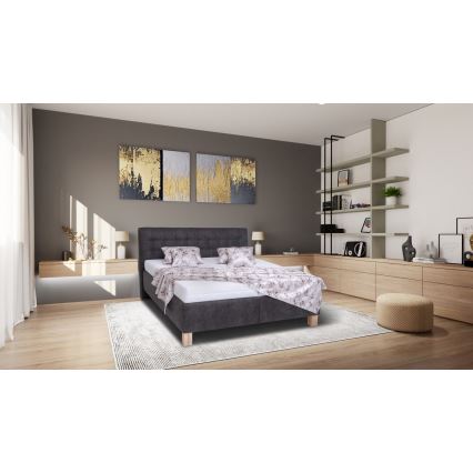 Επενδυμένο κρεβάτι VIOLET 180x200 cm με αποθηκευτικό χώρο, χωρίς στρώμα, σκούρο γκρι