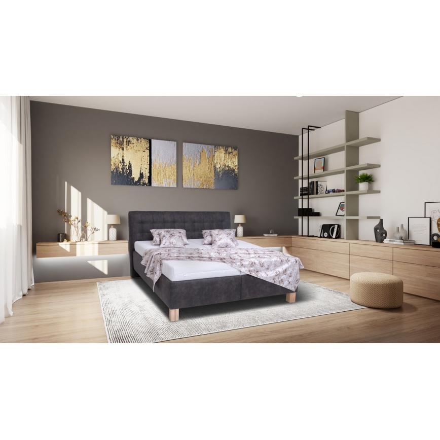 Επενδυμένο κρεβάτι VIOLET 180x200 cm με αποθηκευτικό χώρο, χωρίς στρώμα, σκούρο γκρι
