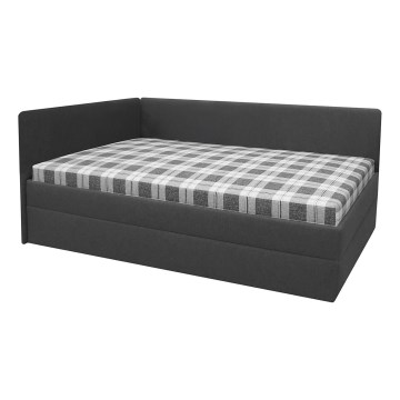 Επενδυμένο μονό κρεβάτι ARLY 110x200 cm με αναστρέψιμη κεφαλή (αριστερή/δεξιά) ανθρακί/λευκό