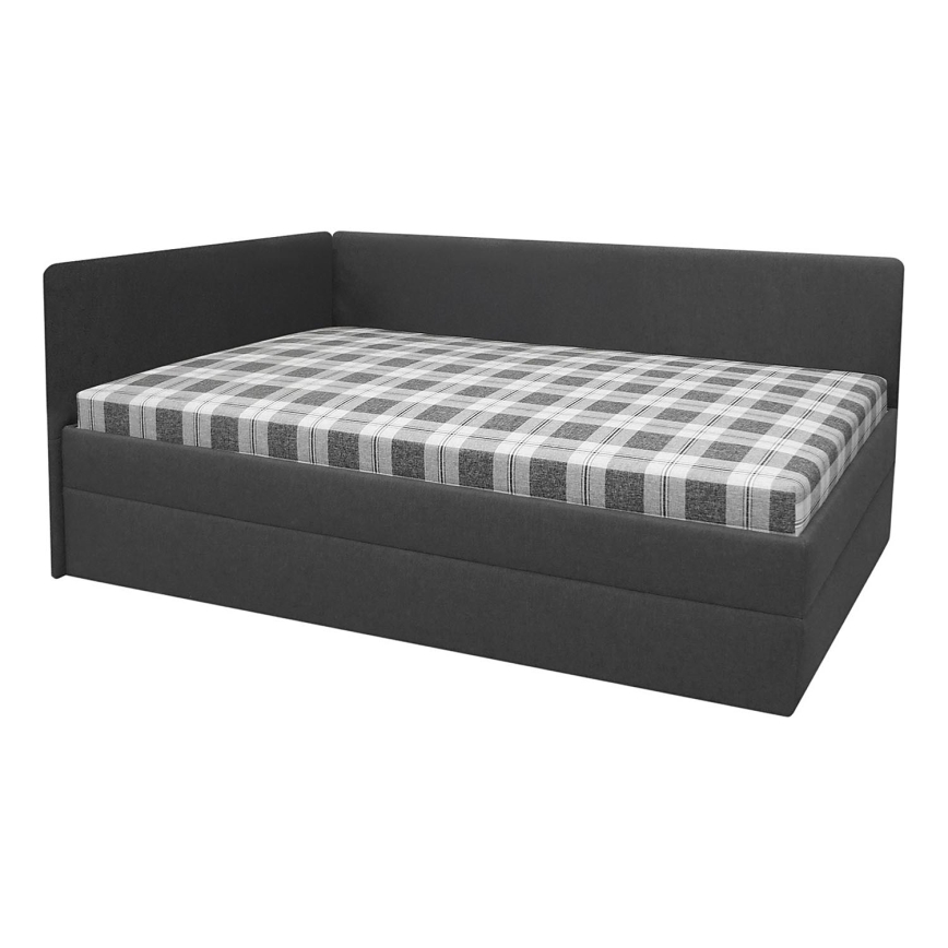 Επενδυμένο μονό κρεβάτι ARLY 110x200 cm με αναστρέψιμη κεφαλή (αριστερή/δεξιά) ανθρακί/λευκό