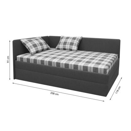 Επενδυμένο μονό κρεβάτι ARLY 110x200 cm με αναστρέψιμη κεφαλή (αριστερή/δεξιά) ανθρακί/λευκό