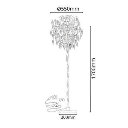 Επιδαπέδια κρυστάλλινη λάμπα 5xG9/40W/230V μαύρο