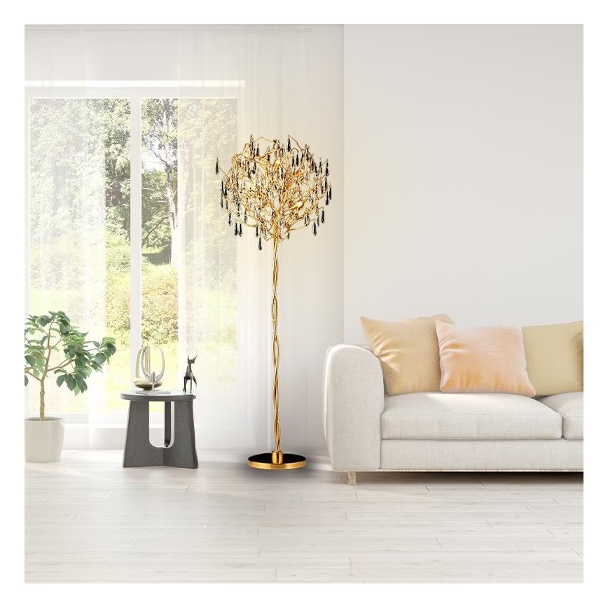 Επιδαπέδια κρυστάλλινη λάμπα 5xG9/40W/230V χρυσαφί