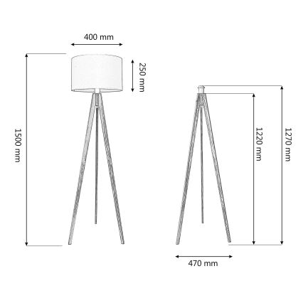 Επιδαπέδια λάμπα ALBA 1xE27/15W/230V κρεμ/πεύκο