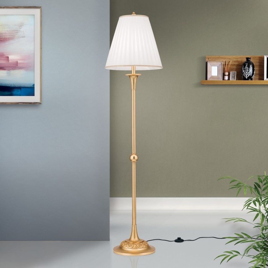 Επιδαπέδια λάμπα FONSA 1xE27/60W/230V λευκό/χρυσό