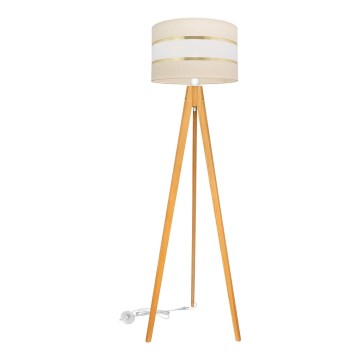 Επιδαπέδια λάμπα HELEN 1xE27/15W/230V κρεμ/χρυσαφί/δρυς