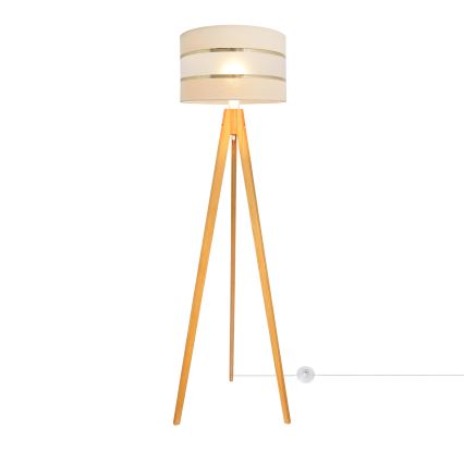 Επιδαπέδια λάμπα HELEN 1xE27/15W/230V κρεμ/χρυσαφί/δρυς