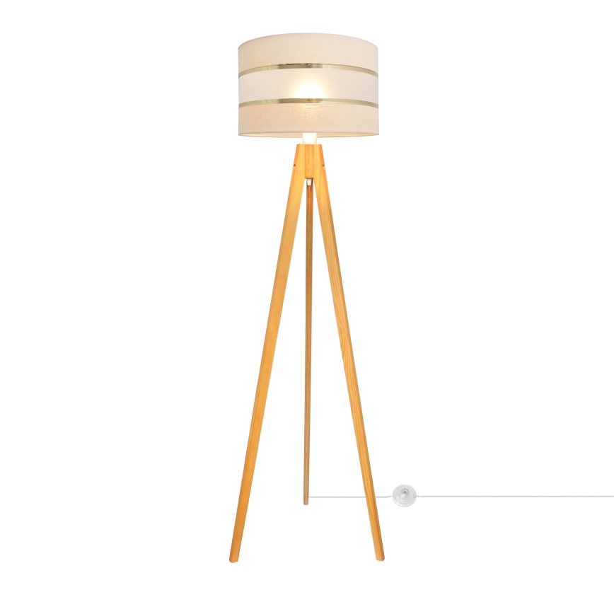 Επιδαπέδια λάμπα HELEN 1xE27/15W/230V κρεμ/χρυσαφί/δρυς