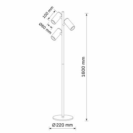 Επιδαπέδια λάμπα MARIBEL 3xGU10/12W/230V μαύρο