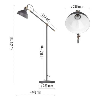 Επιδαπέδιο φωτιστικό ARTHUR 1xE27/25W/230V γκρι
