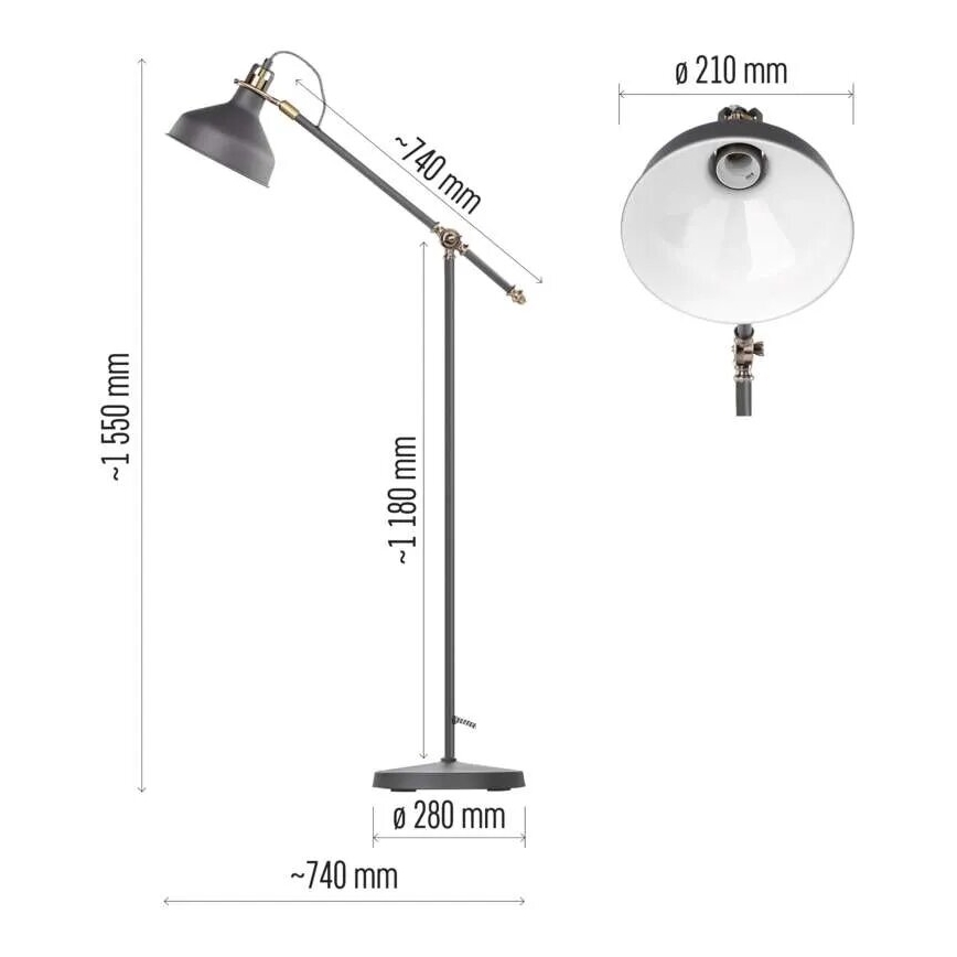 Επιδαπέδιο φωτιστικό ARTHUR 1xE27/25W/230V γκρι