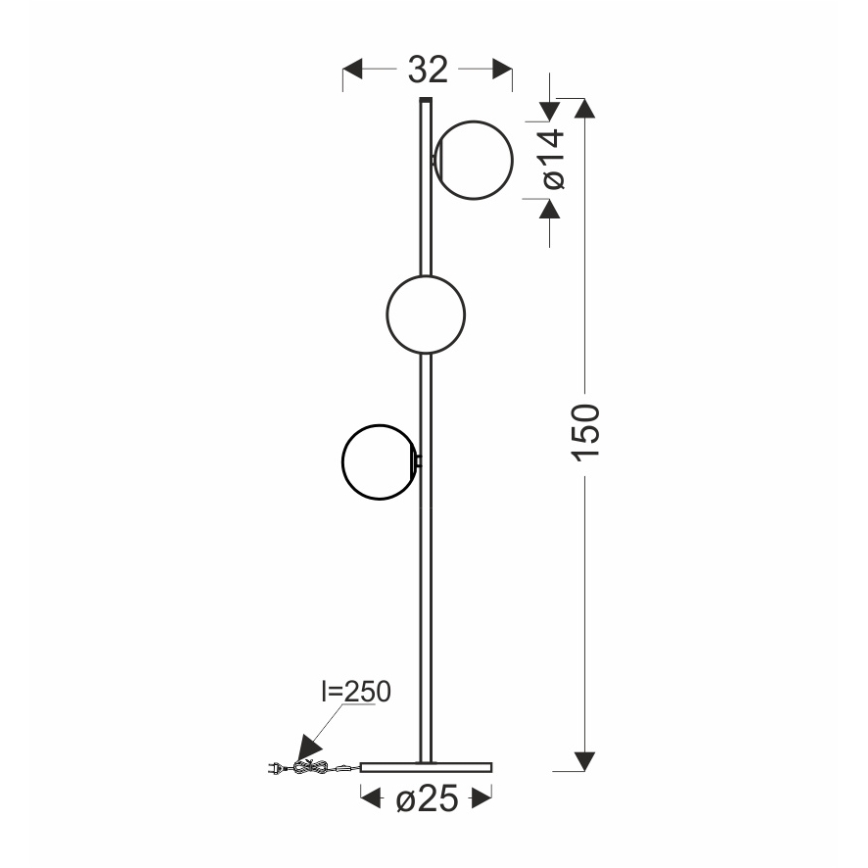 Επιδαπέδιο φωτιστικό KAMA 3xG9/28W/230V μαύρο/φιμέ μαύρο