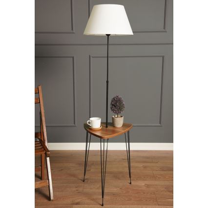 Επιδαπέδιο φωτιστικό με τραπεζάκι 1xE27/40W/230V μαύρο/καφέ